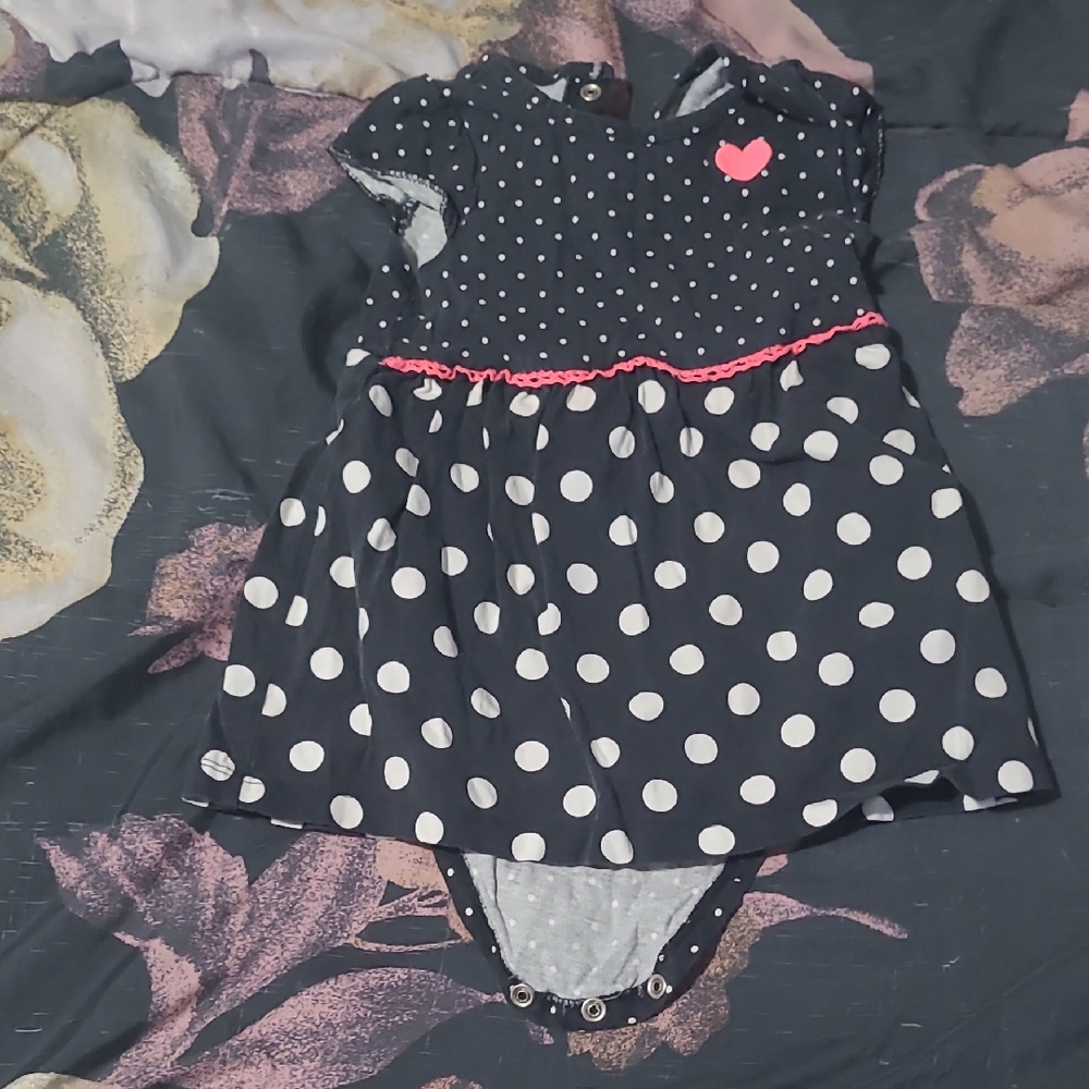 Polka Dot Baby Dress with Heart Accent